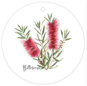 AGCTA1001: Red: Bottle Brush Flower Gift Tag