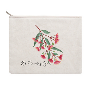 AGCZP1004: Red Flowering Gum Cotton Zipper Pouch