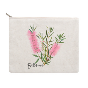 AGCZP1016: Pink: Bottlebrush Cotton Zipper Pouch