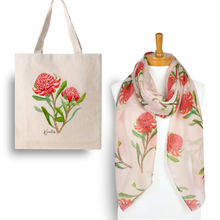 Load image into Gallery viewer, Perfect Gift for Any Occasion - Waratah Beige Scarf &amp; Tote Bag
