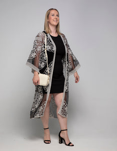 THSK1066: Black: Floral Lace Kimono