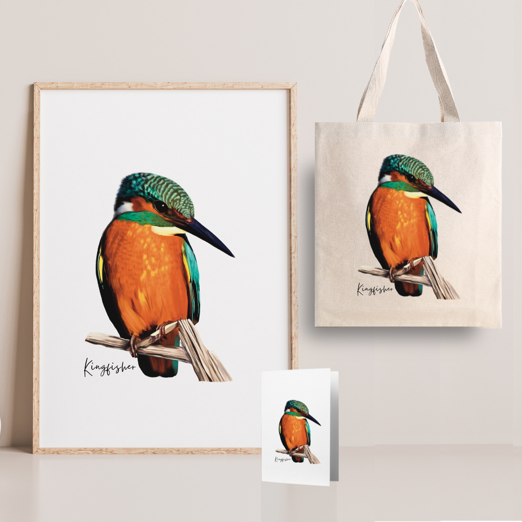 Bright & Alluring Australian Native Kingfisher Poster, Tote Bag & Card Set