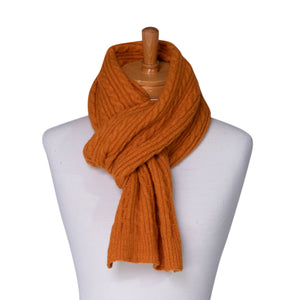 THSAP1244: (2pcs) Orange: Cable Rib Scarf Beanie Set