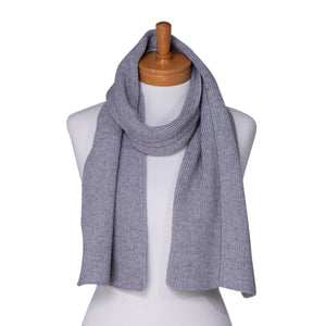 THSAP1259: (2pcs) Grey Twisted Rib Stitch Scarf Beanie Set