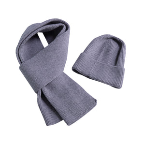 THSAP1259: (2pcs) Grey Twisted Rib Stitch Scarf Beanie Set