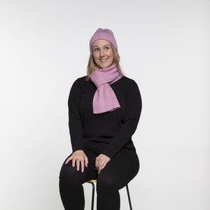 THSAP1260: (2pcs) Magenta Twisted Rib Stitch Scarf Beanie Set