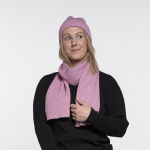 THSAP1260: (2pcs) Magenta Twisted Rib Stitch Scarf Beanie Set