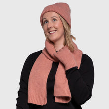 Load image into Gallery viewer, THSAP1303: (3pcs) Winter Pink Pattern Rib Knit Scarf Beanie Gloves Set
