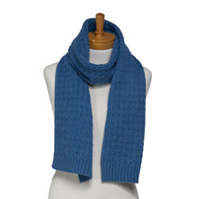 Load image into Gallery viewer, THSAP1350: (3pcs) Coral Blue Cable Knit Scarf Beanie Gloves Set
