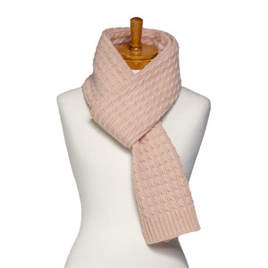 THSAP1351: (3pcs) Peach Cable Knit Scarf Beanie Gloves Set