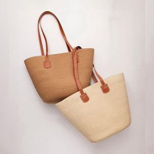 THSB1028: Sand: French Weave Tote Bag