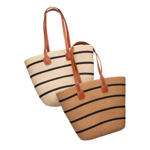 THSB1030: Sand: French Line Weave Tote Bag