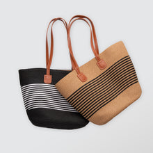 Load image into Gallery viewer, THSB1032: Black: Nautical Weave Tote Bag
