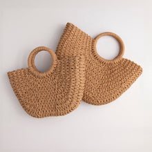 Load image into Gallery viewer, THSB1036: Brown: Medium Half Moon Basket Bag
