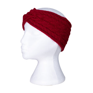 THSBE1008: Burgundy: Cable Rib Knit Headband