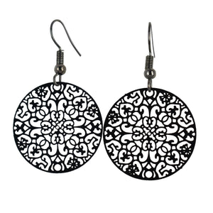 THSE1051: Black: Monica Round Earrings