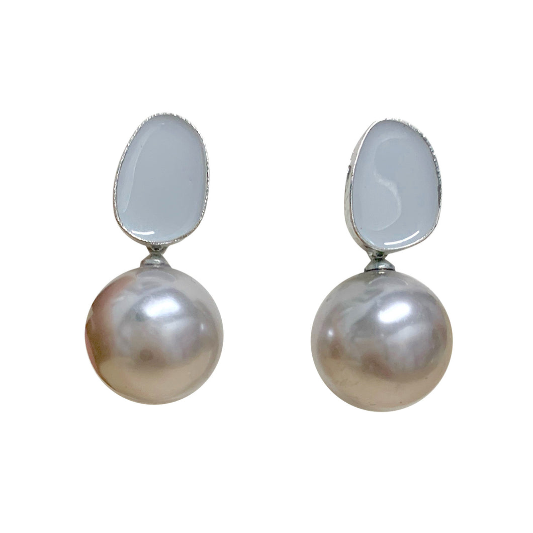 THSE1069: Grey: Pretty Pearl Earrings