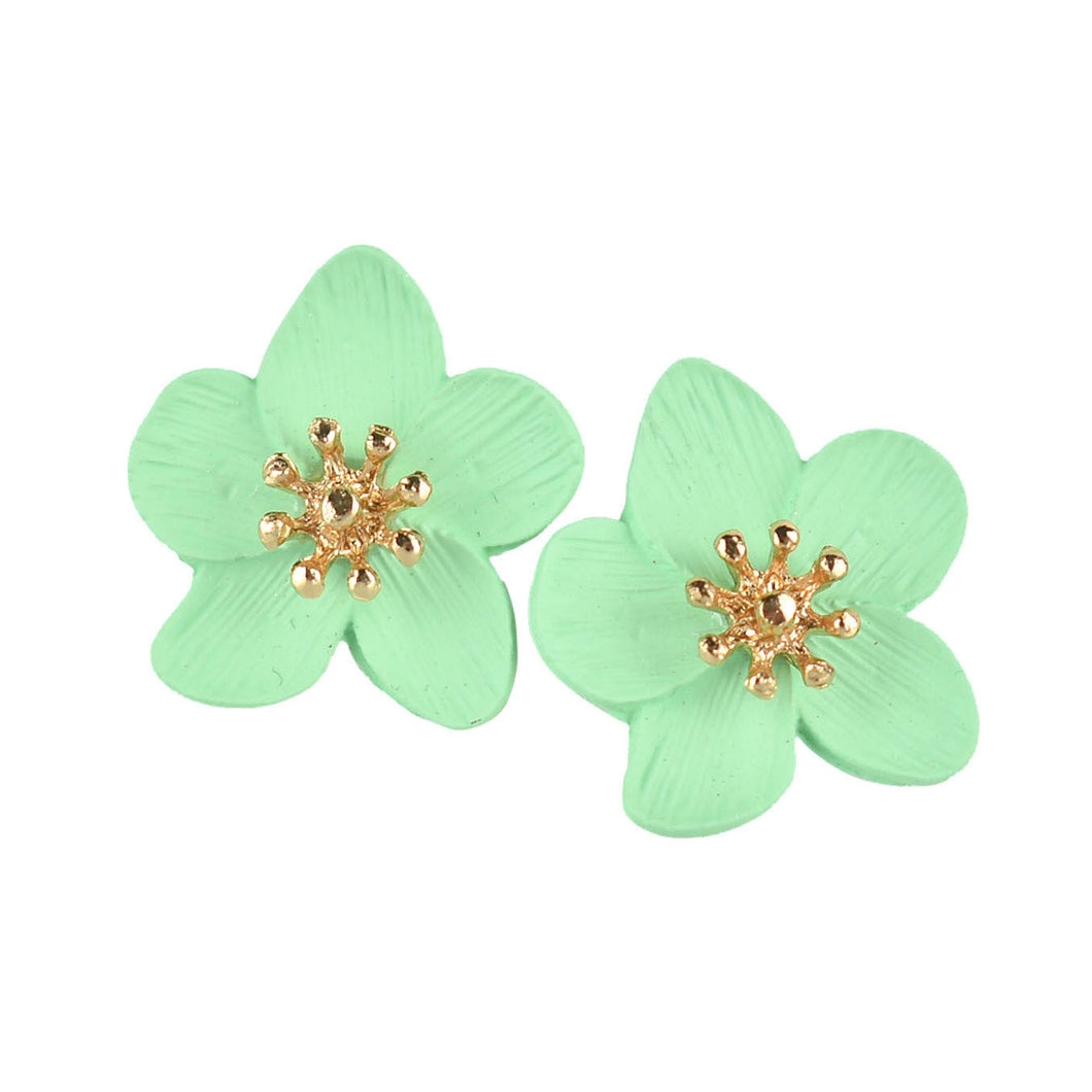 THSE1072: Green: Flower Petals Earrings