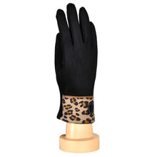 Load image into Gallery viewer, THSG1053: Black: Leopard Tips Gloves
