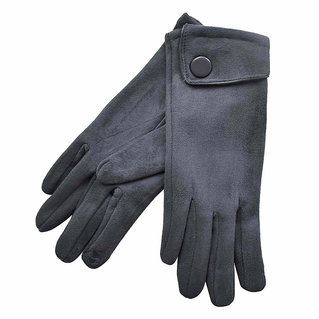 THSG1054: Grey: Big Button Cuffed Gloves