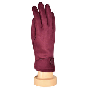 THSG1055: Red Wine: Big Button Cuffed Gloves