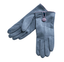 Load image into Gallery viewer, THSG1067: Teal: One Button Grey Border Gloves
