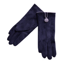 Load image into Gallery viewer, THSG1068: Navy: One Button Grey Border Gloves
