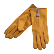 Load image into Gallery viewer, THSG1069: Mustard: One Button Grey Border Gloves
