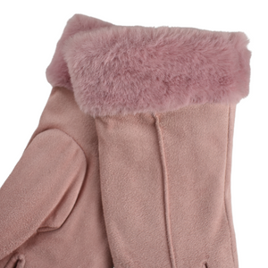 THSG1091: Pink: Faux Fur Double Layer Gloves