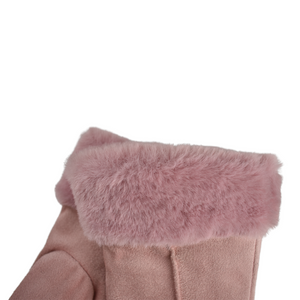 THSG1091: Pink: Faux Fur Double Layer Gloves