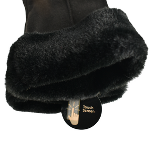 THSG1093: Black: Faux Fur Double Layer Gloves