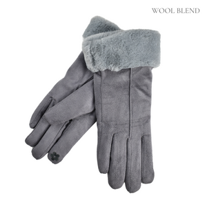 THSG1094: Grey: Faux Fur Double Layer Gloves