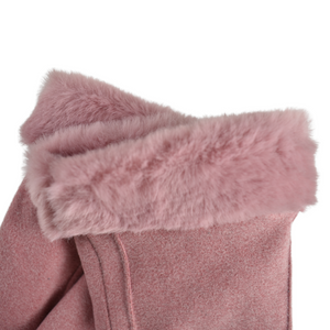 THSG1096: Pink: Faux Fur Double Layer Gloves