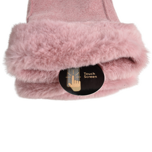 THSG1096: Pink: Faux Fur Double Layer Gloves