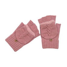 Load image into Gallery viewer, THSG1102: Blush Pink: Convertible Fingerless Gloves with Buttoned Flap
