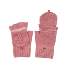 Load image into Gallery viewer, THSG1102: Blush Pink: Convertible Fingerless Gloves with Buttoned Flap
