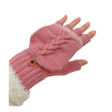 Load image into Gallery viewer, THSG1102: Blush Pink: Convertible Fingerless Gloves with Buttoned Flap
