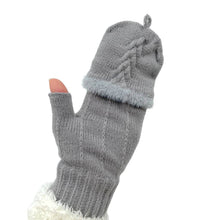 Load image into Gallery viewer, THSG1103: Grey: Convertible Fingerless Gloves with Buttoned Flap
