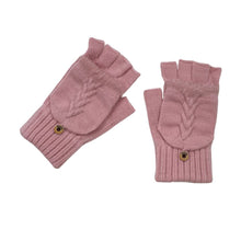 Load image into Gallery viewer, THSG1104: BabyPink: Convertible Fingerless Gloves with Buttoned Flap
