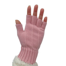 Load image into Gallery viewer, THSG1104: BabyPink: Convertible Fingerless Gloves with Buttoned Flap
