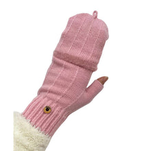 Load image into Gallery viewer, THSG1104: BabyPink: Convertible Fingerless Gloves with Buttoned Flap
