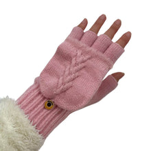 Load image into Gallery viewer, THSG1104: BabyPink: Convertible Fingerless Gloves with Buttoned Flap
