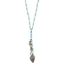 Load image into Gallery viewer, THSJ1108: Aqua: Waxed Cord Necklace: Seashell
