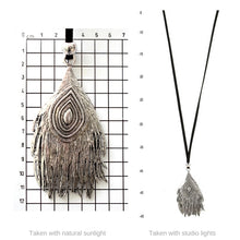 Load image into Gallery viewer, THSJ1166: Silver: Peacock Feather Pendant: Suede Leather Necklace
