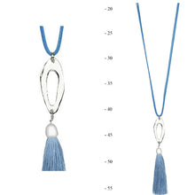 Load image into Gallery viewer, THSJ1193X:French Blue: Oval Frame Pendant Necklace
