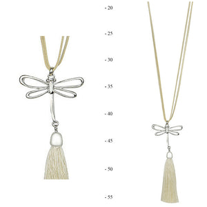 THSJ1200: Cream: Dragonfly Pendant Necklace