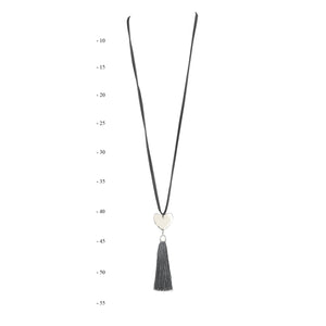 THSJ1204: Grey: Solid Heart Pendant Necklace