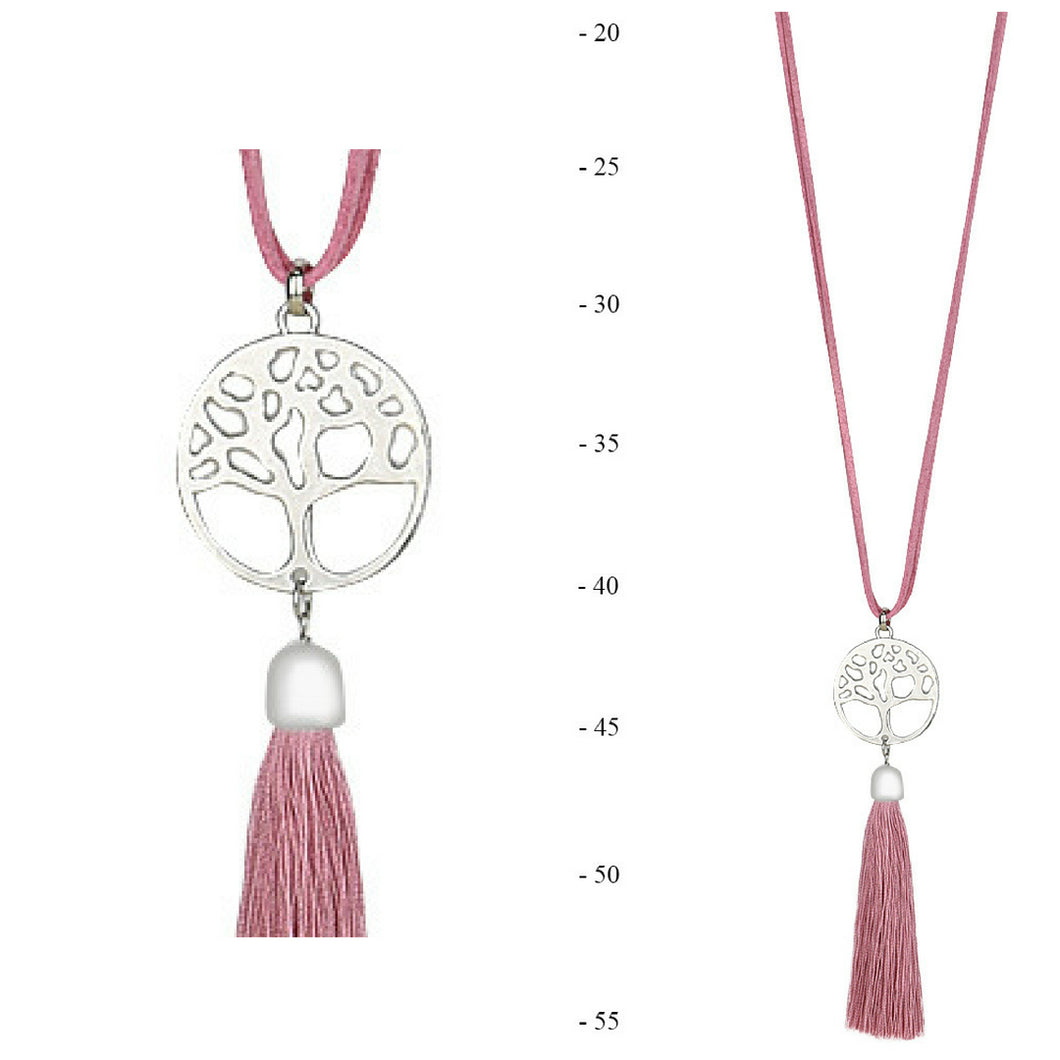 THSJ1212X:Dusty Pink:Tree of Life Pendant Necklace