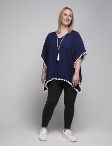 THSK1054: Navy Blue: Emily Kaftan Top