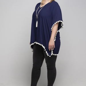 THSK1054: Navy Blue: Emily Kaftan Top